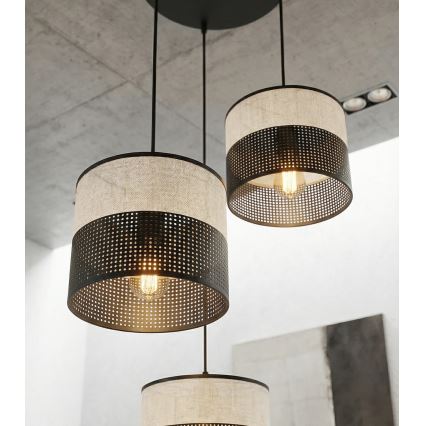 Lustre suspenso KARBON 3xE27/15W/230V preto/cinzento
