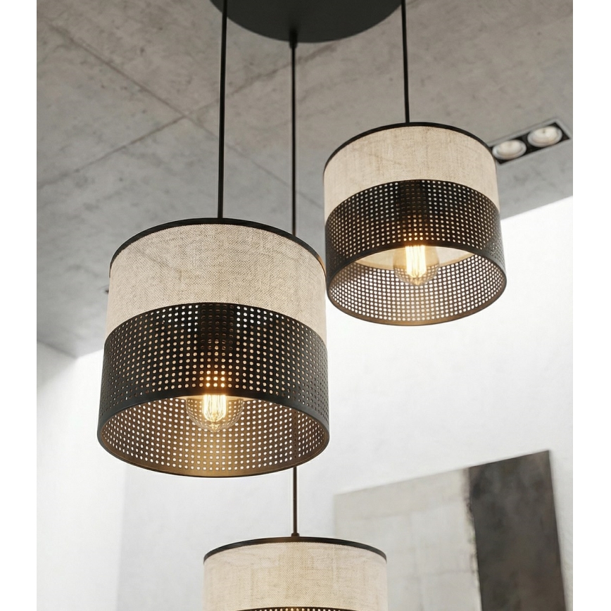 Lustre suspenso KARBON 3xE27/15W/230V preto/cinzento