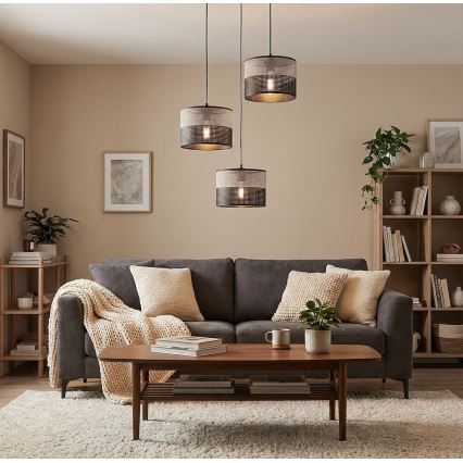 Lustre suspenso KARBON 3xE27/15W/230V preto/cinzento