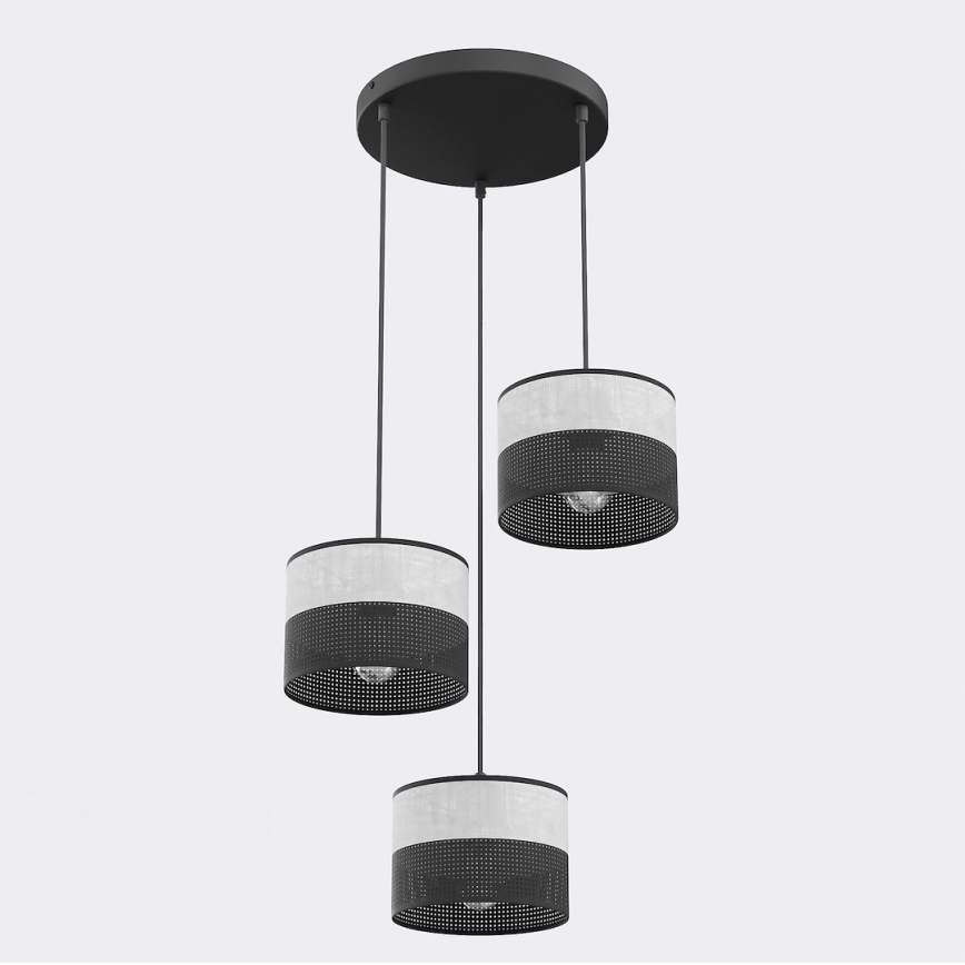 Lustre suspenso KARBON 3xE27/15W/230V preto/cinzento