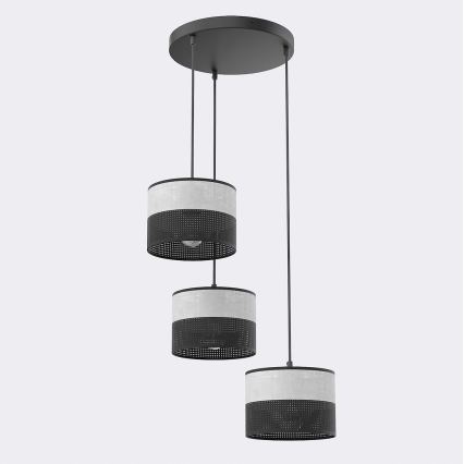 Lustre suspenso KARBON 3xE27/15W/230V preto/cinzento