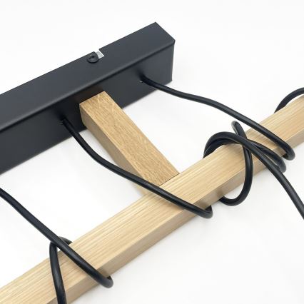 Lustre suspenso LEANDRA com cabo, 5xE27/15W/230V, carvalho/preto