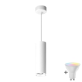 Lustre suspenso LED RGBW dimerizável para casa de banho TURYN 1xGU10/6W/230V 3000K IP44 branco + controlo remoto