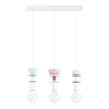 Lustre suspenso LUMIO 3xE27/15W/230V multicolorido