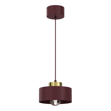 Lustre suspenso MARTI em cabo 1xE27/15W/230V bordô/dourado