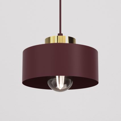 Lustre suspenso MARTI em cabo 1xE27/15W/230V bordô/dourado
