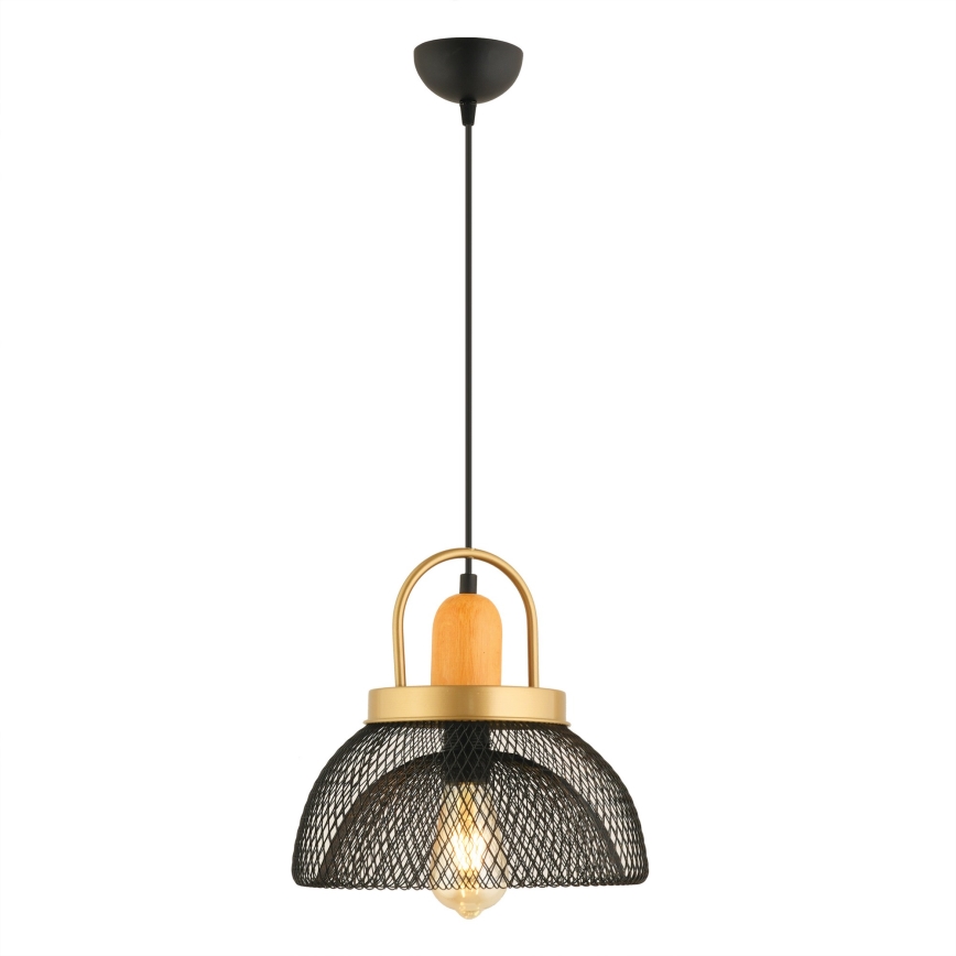Lustre suspenso MONZA com cabo 1xE27/40W/230V Ø 29 cm preto/dourado