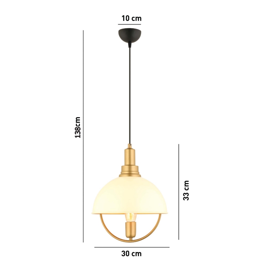 Lustre suspenso MONZA em cabo 1xE27/40W/230V Ø 30 cm creme/dourado
