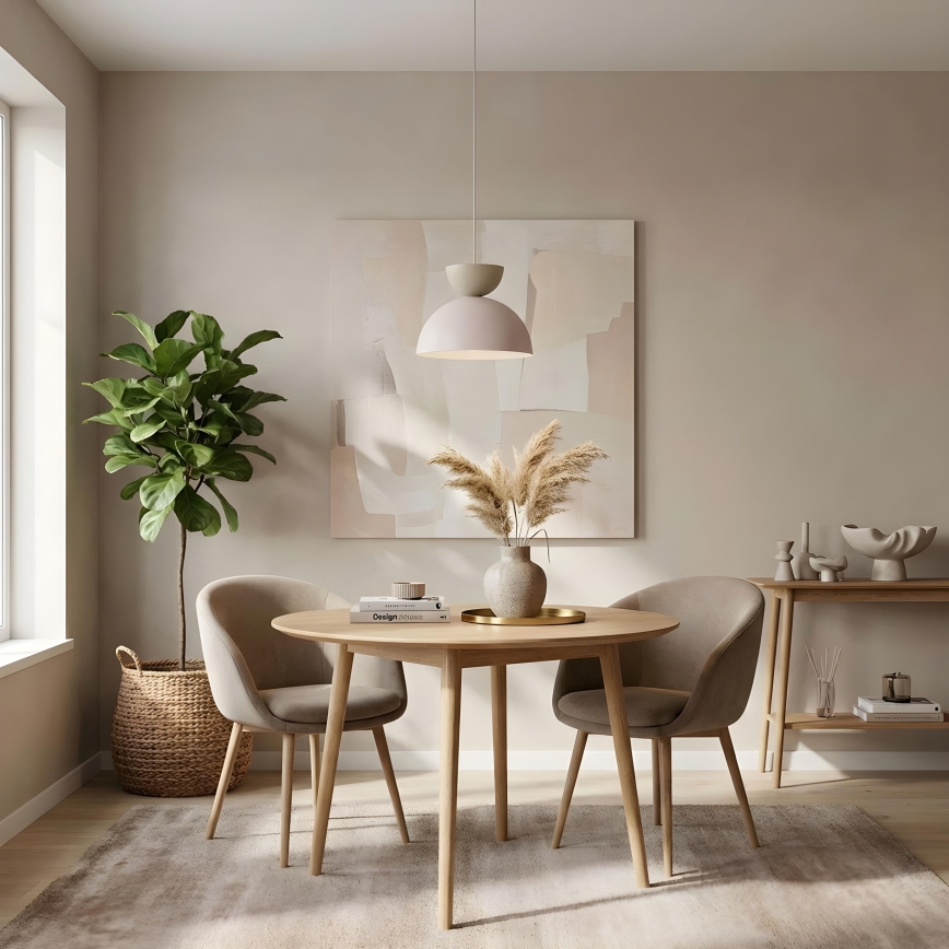 Lustre suspenso NEVIS com cabo 1xE27/15W/230V Ø 29 cm creme
