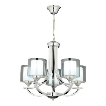 Lustre suspenso NOVARA com corrente, 5xE27/40W/230V, acabamento em cromo brilhante