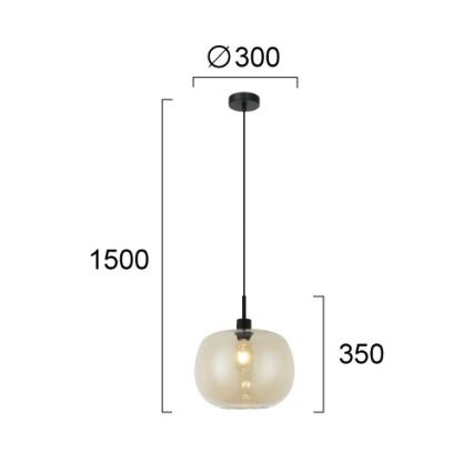Lustre suspenso por cabo ALAN 1xE27/40W/230V bege fumado/preto