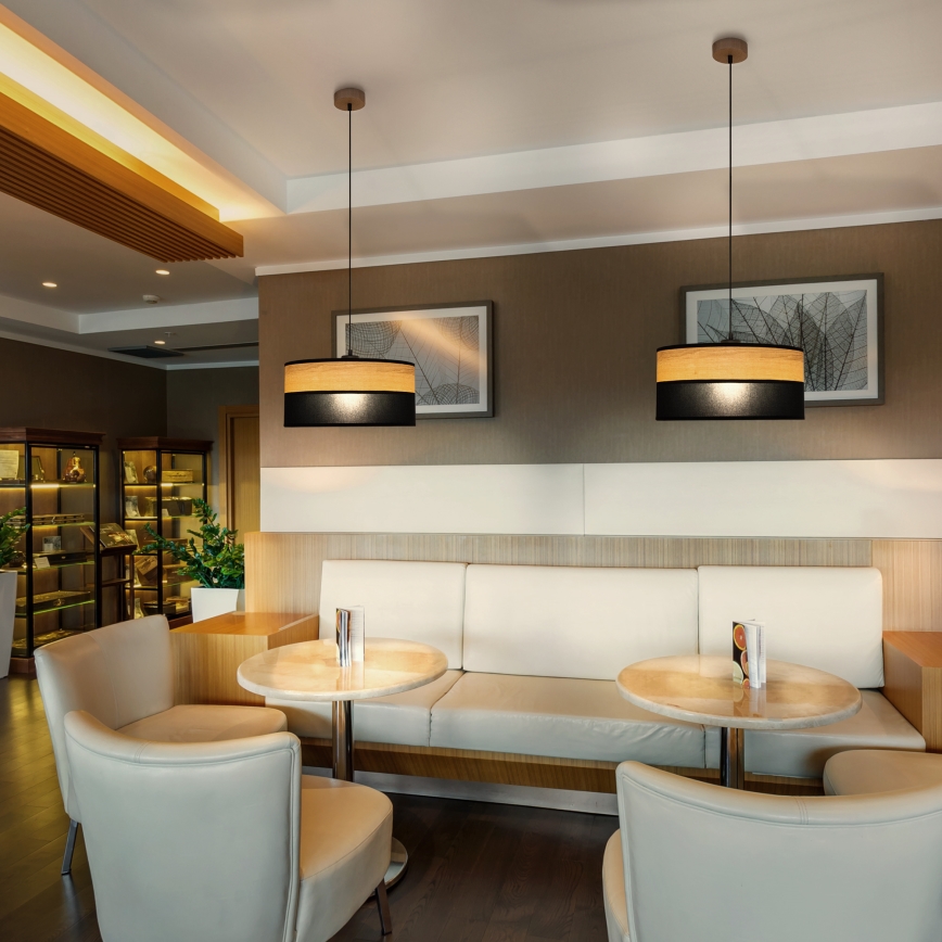 Lustre suspenso por cabo ALBA 1x E27/15W/230V Ø 45 cm preto/castanho