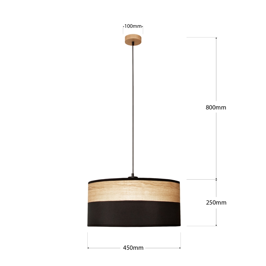 Lustre suspenso por cabo ALBA 1x E27/15W/230V Ø 45 cm preto/castanho