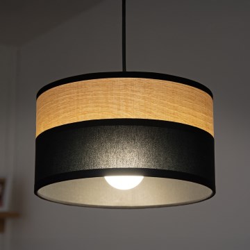 Lustre suspenso por cabo ALBA 1xE27/15W/230V, diâmetro 25 cm, preto/castanho