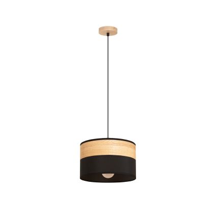 Lustre suspenso por cabo ALBA 1xE27/15W/230V, diâmetro 25 cm, preto/castanho