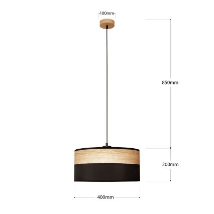 Lustre suspenso por cabo ALBA 1xE27/15W/230V Ø 40 cm preto/marrom