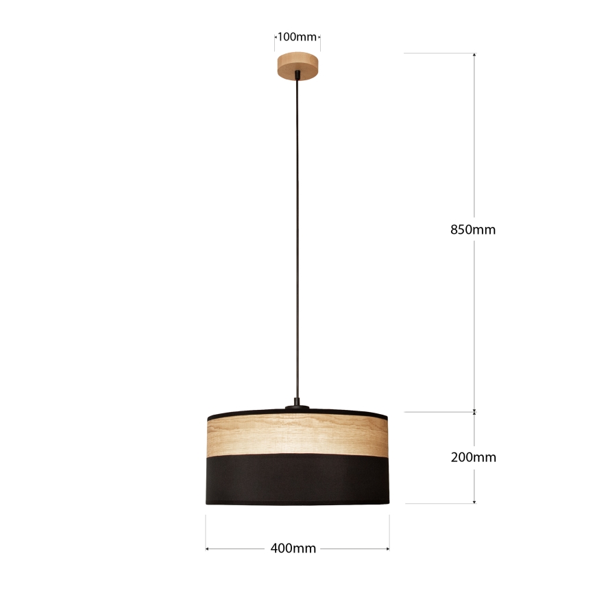 Lustre suspenso por cabo ALBA 1xE27/15W/230V Ø 40 cm preto/marrom