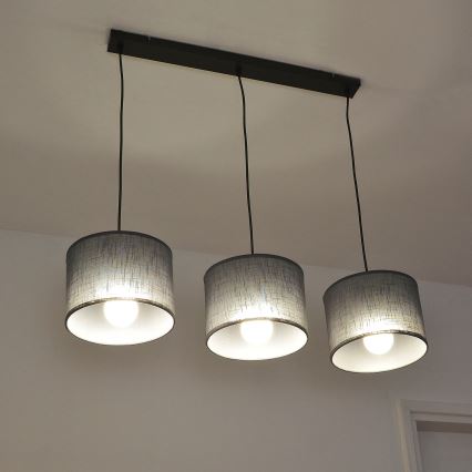 Lustre suspenso por cabo ALBA 3xE27/15W/230V cinzento