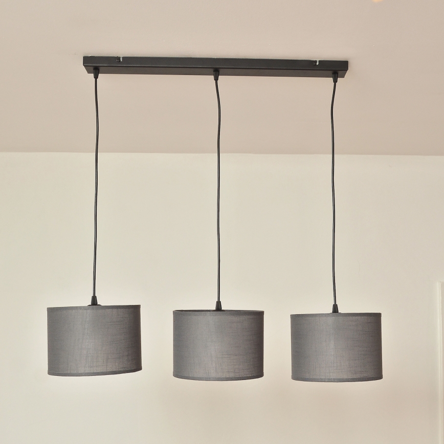 Lustre suspenso por cabo ALBA 3xE27/15W/230V cinzento