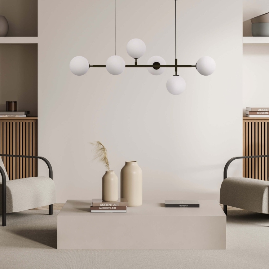 Lustre suspenso por cabo ALISA, 6xE14/40W/230V, preto