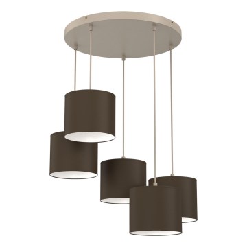 Lustre suspenso por cabo ARDEN 5xE27/15W/230V bege/castanho