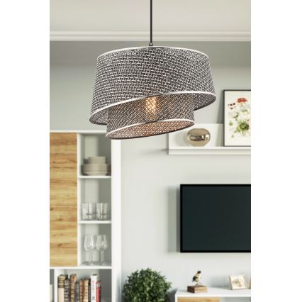 Lustre suspenso por cabo BARETTE 1xE27/60W/230V cinzento/cromo brilhante