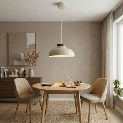 Lustre suspenso por cabo BASCA 1xE27/15W/230V bege/castanho