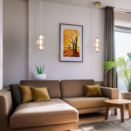 Lustre suspenso por cabo BOLLA LED/12W/230V Ø16 cm dourado/bege fumê
