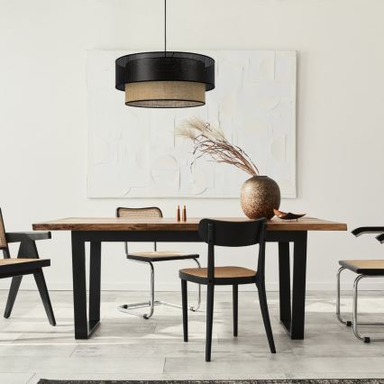Lustre suspenso por cabo BORHO 1xE27/60W/230V diâmetro 40 cm preto/juta