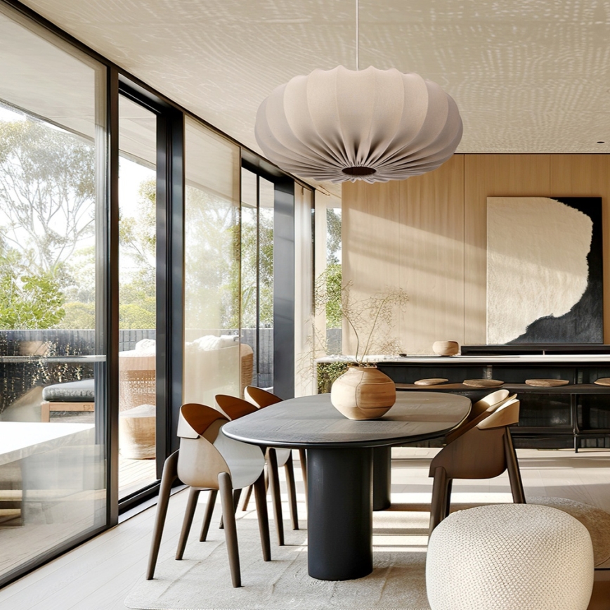 Lustre suspenso por cabo CAFEE 1xE27/40W/230V, diâmetro 66 cm, bege