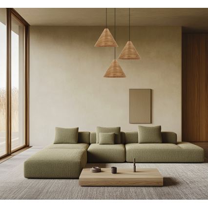 Lustre suspenso por cabo CONO 1xE27/40W/230V, folheado em carvalho