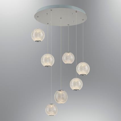 Lustre suspenso por cabo CREMONA 7xLED/5W/230V 3000K cromo fosco