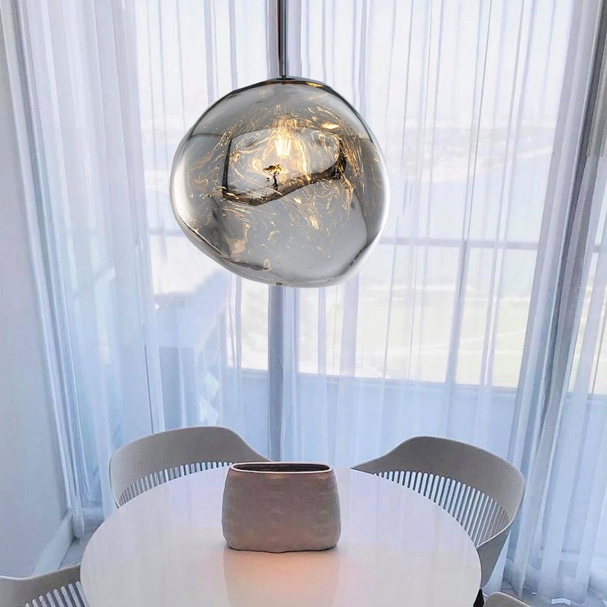 Lustre suspenso por cabo CRUMPLED 1xE27/24W/230V, Ø 36 cm, fumê