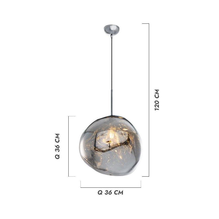 Lustre suspenso por cabo CRUMPLED 1xE27/24W/230V, Ø 36 cm, fumê