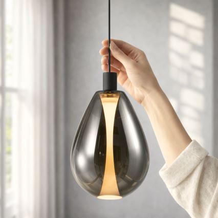 Lustre suspenso por cabo DENSO 1xG9/5W/230V, Ø 20 cm, cromo preto