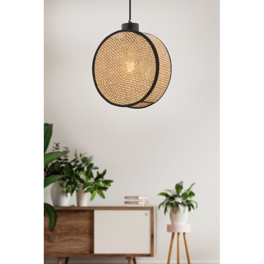 Lustre suspenso por cabo DRUM 1xE27/60W/230V castanho/preto