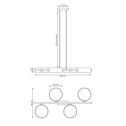 Lustre suspenso por cabo DRUMZ 4xE14/10W/230V cinzento