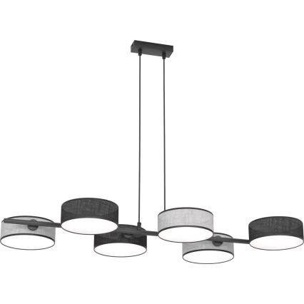 Lustre suspenso por cabo DRUMZ 6xE14/10W/230V preto/cinza
