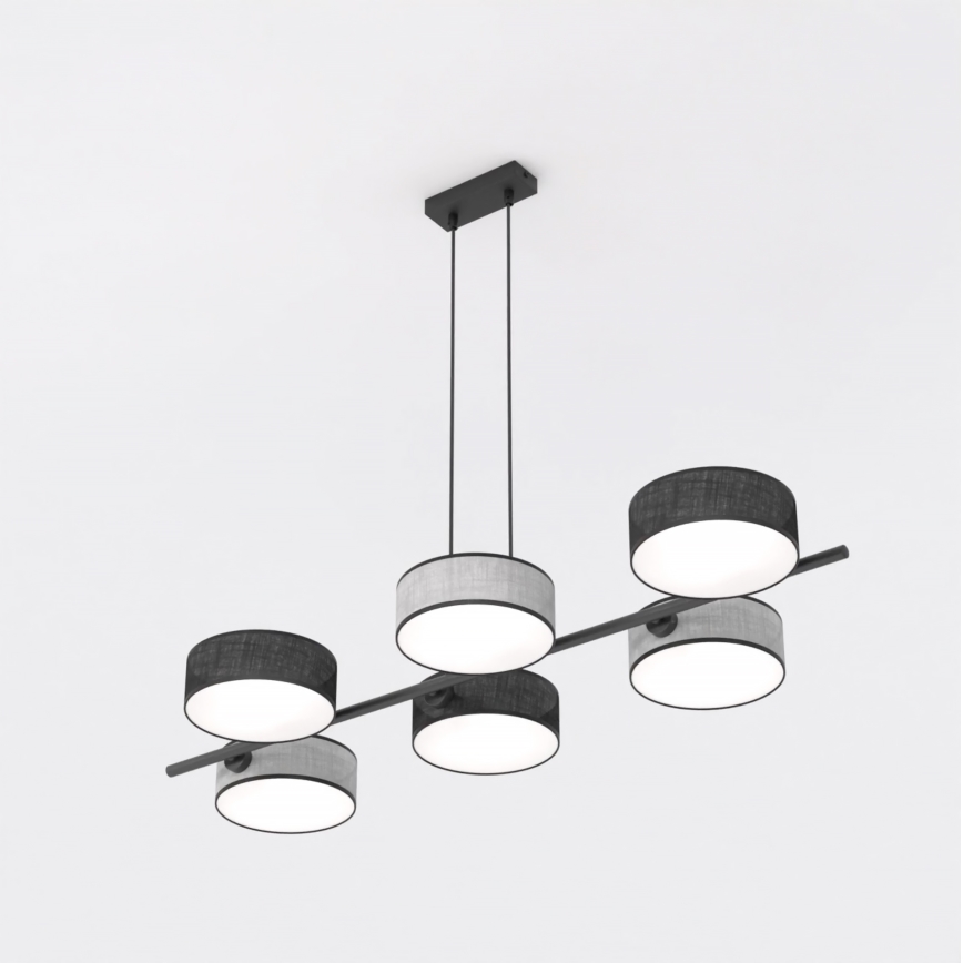 Lustre suspenso por cabo DRUMZ 6xE14/10W/230V preto/cinza
