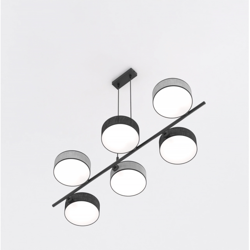 Lustre suspenso por cabo DRUMZ 6xE14/10W/230V preto/cinza