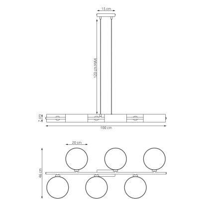 Lustre suspenso por cabo DRUMZ 6xE14/10W/230V preto/cinza