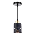 Lustre suspenso por cabo ELEN 1xE27/35W/230V preto/dourado