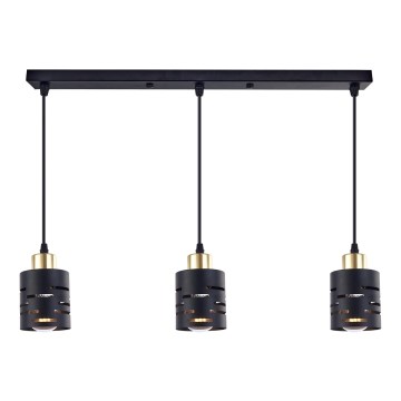 Lustre suspenso por cabo ELEN 3xE27/35W/230V preto/dourado