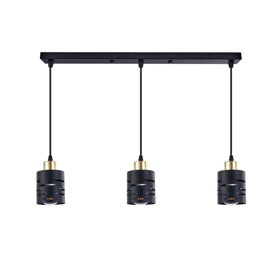Lustre suspenso por cabo ELEN 3xE27/35W/230V preto/dourado