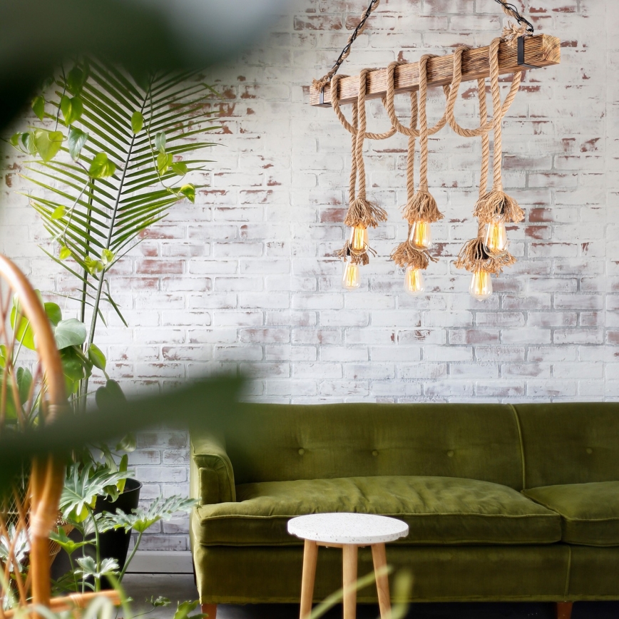 Lustre suspenso por cabo EREBOS 6xE27/40W/230V castanho