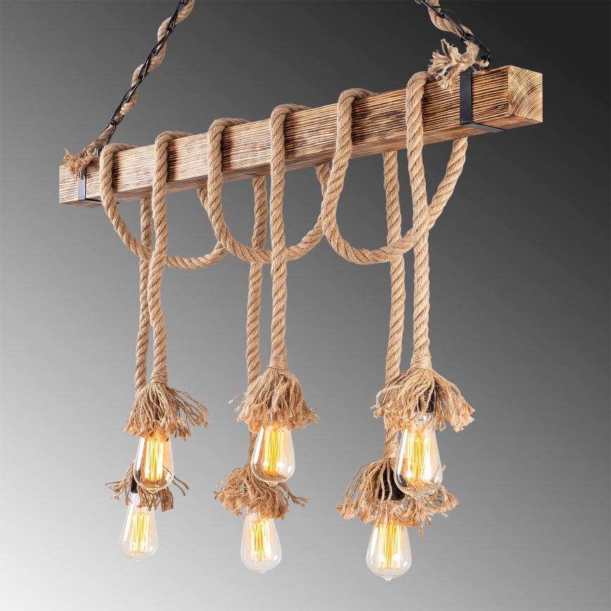 Lustre suspenso por cabo EREBOS 6xE27/40W/230V castanho