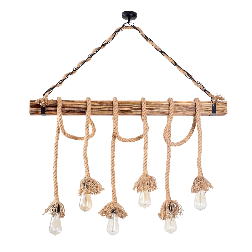 Lustre suspenso por cabo EREBOS 6xE27/40W/230V castanho