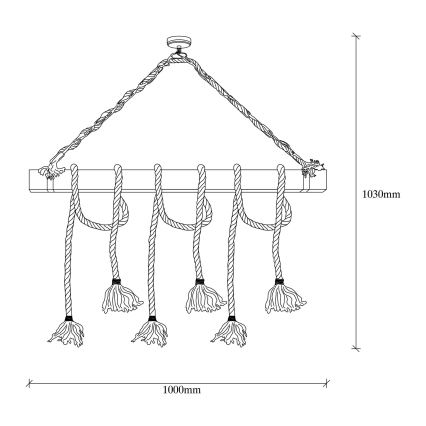 Lustre suspenso por cabo EREBOS 6xE27/40W/230V castanho