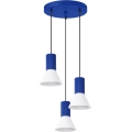 Lustre suspenso por cabo ESTRIA, 3xE14/10W/230V, diâmetro 30 cm, azul