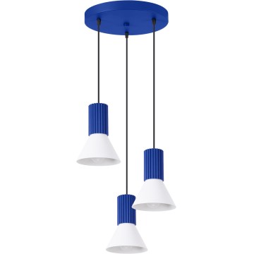 Lustre suspenso por cabo ESTRIA, 3xE14/10W/230V, diâmetro 30 cm, azul